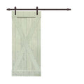 Sage Green Stained Wood Interior Sliding Barn Door with Hardware Kit I231344