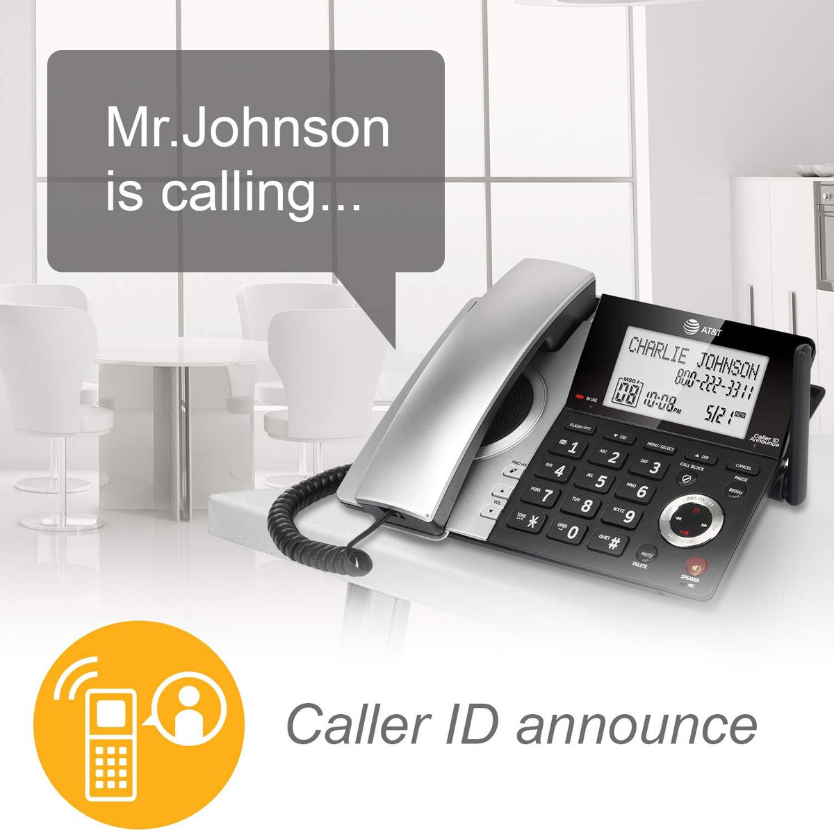 Black/Silver DECT 6.0 Corded/Cordless Phone with 1 Handset L768818