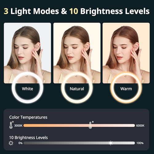 14'' Selfie Ring Light with 62'' Tripod Stand and Phone Holder, Dimmable LED Circle Lighting P16145