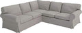 Polyester Flax Light Gray Slipcovers for 2 + 2 Sectional Corner Sofa W11404