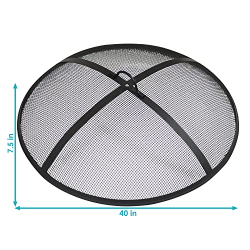 22-Inch Diameter Steel Mesh Fire Pit Spark Screen with Handle H7806