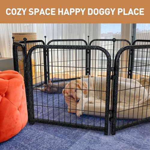 40 Inch 16 Panel Metal Dog Playpen Black-Silver N571725