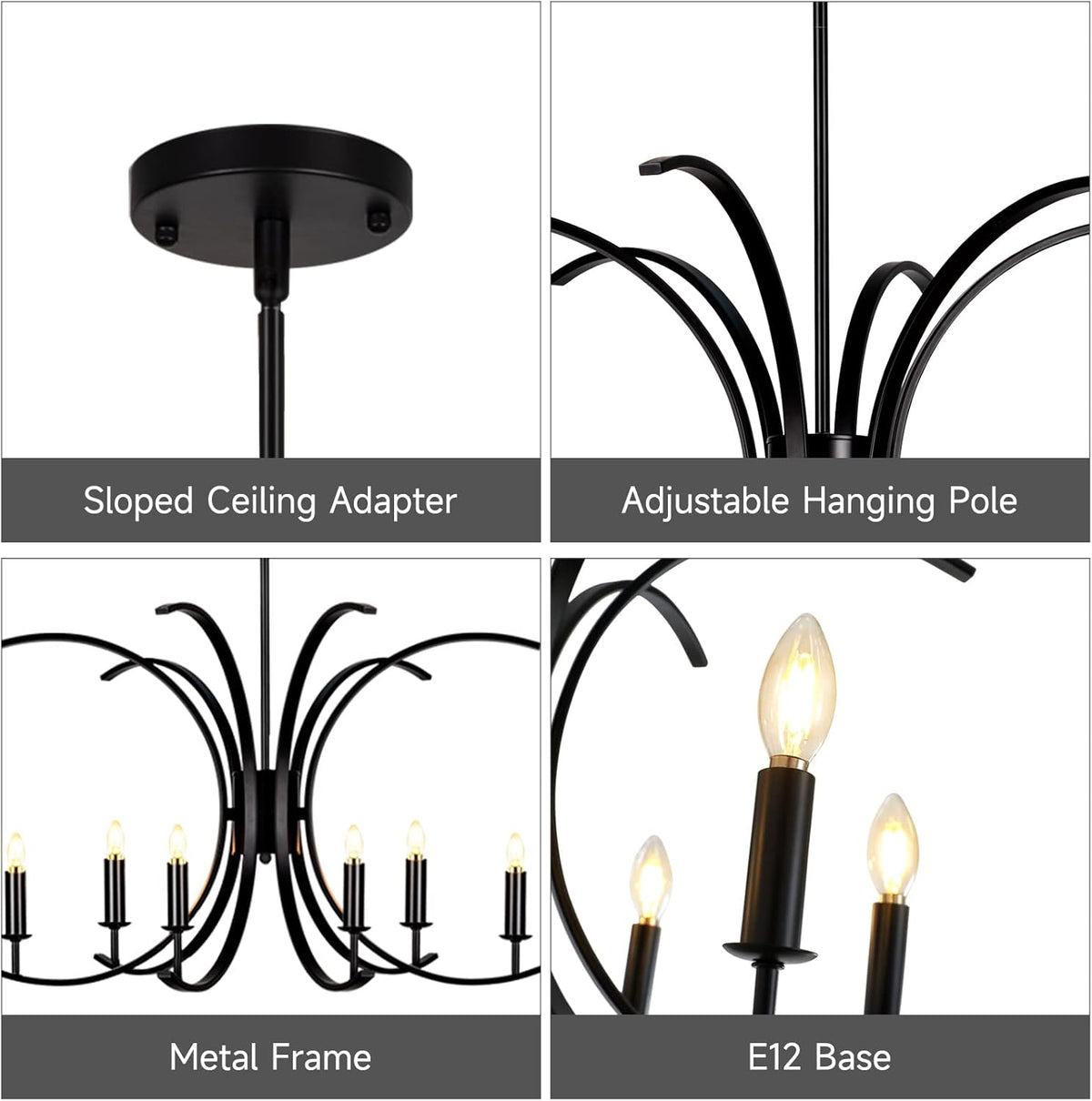 Black 6-Light Metal Chandelier B165906