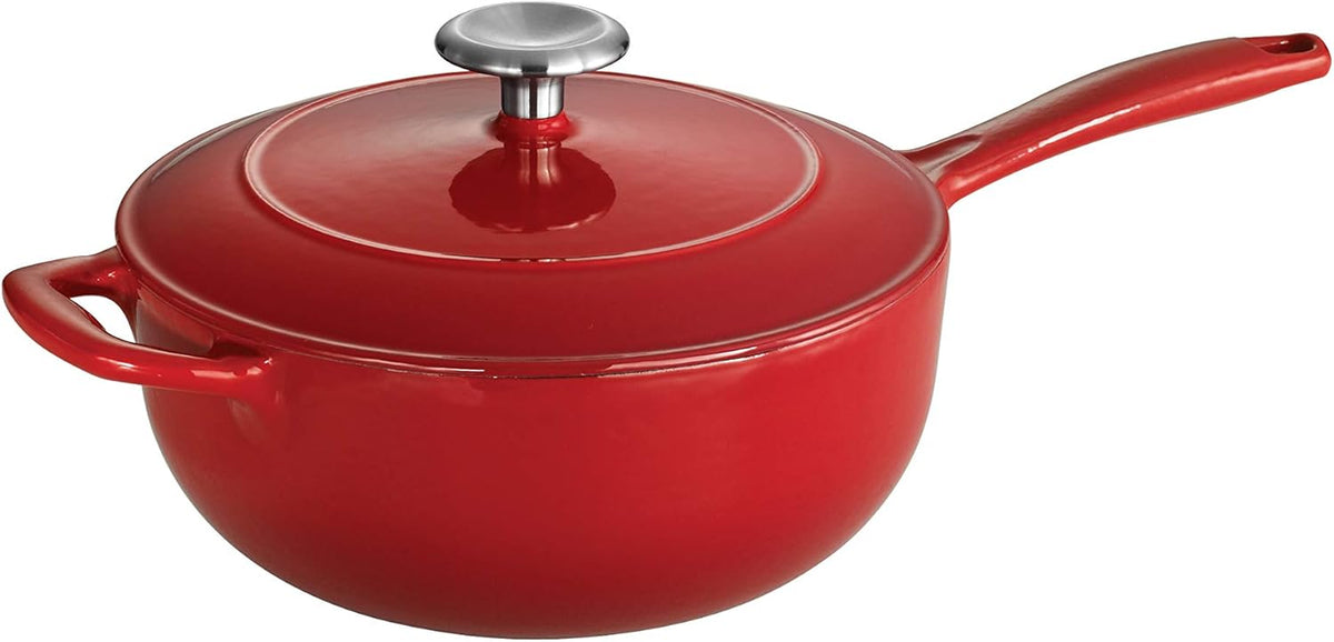 Enameled Cast Iron 3-Quart Saucier Gradated Red A954