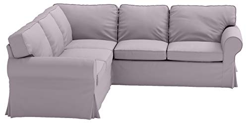 Polyester Flax Light Gray Slipcovers for 2 + 2 Sectional Corner Sofa W11404