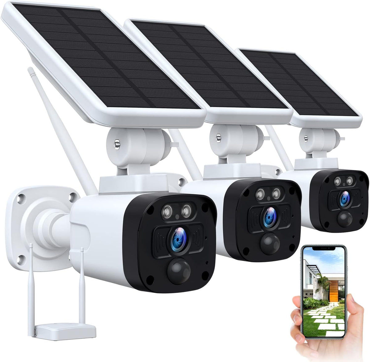 Wireless Solar Security Camera System 4 x 3MP with Base Station F100