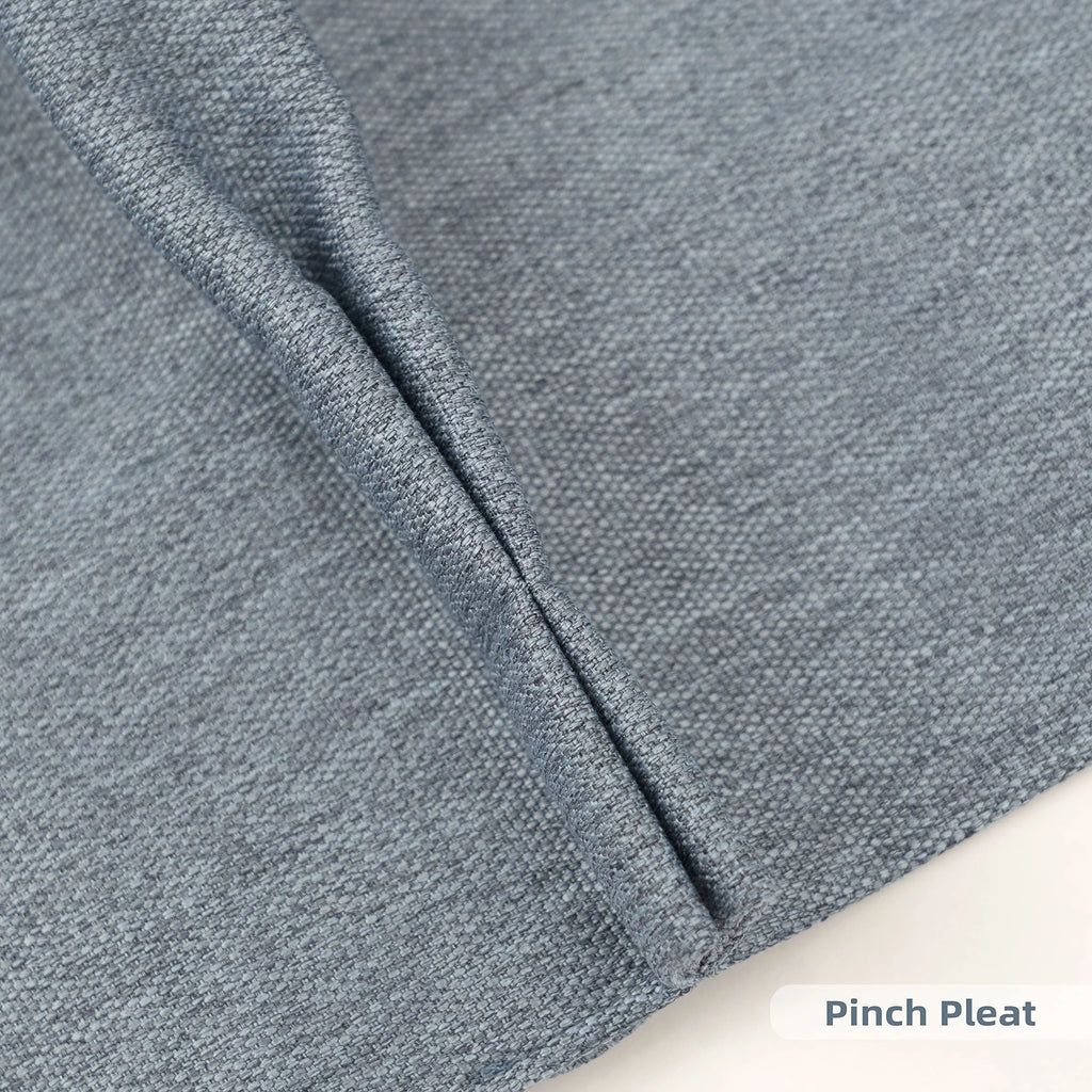 Dusty Blue Faux Linen Blackout Curtains 84 Inches 2 Panels J3757
