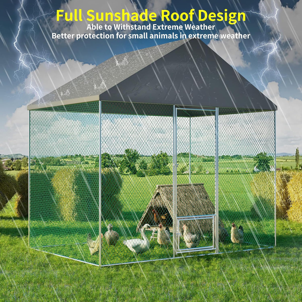 Large Chicken Coop Run Outdoor with Waterproof Anti-Ultraviolet Cover U395993