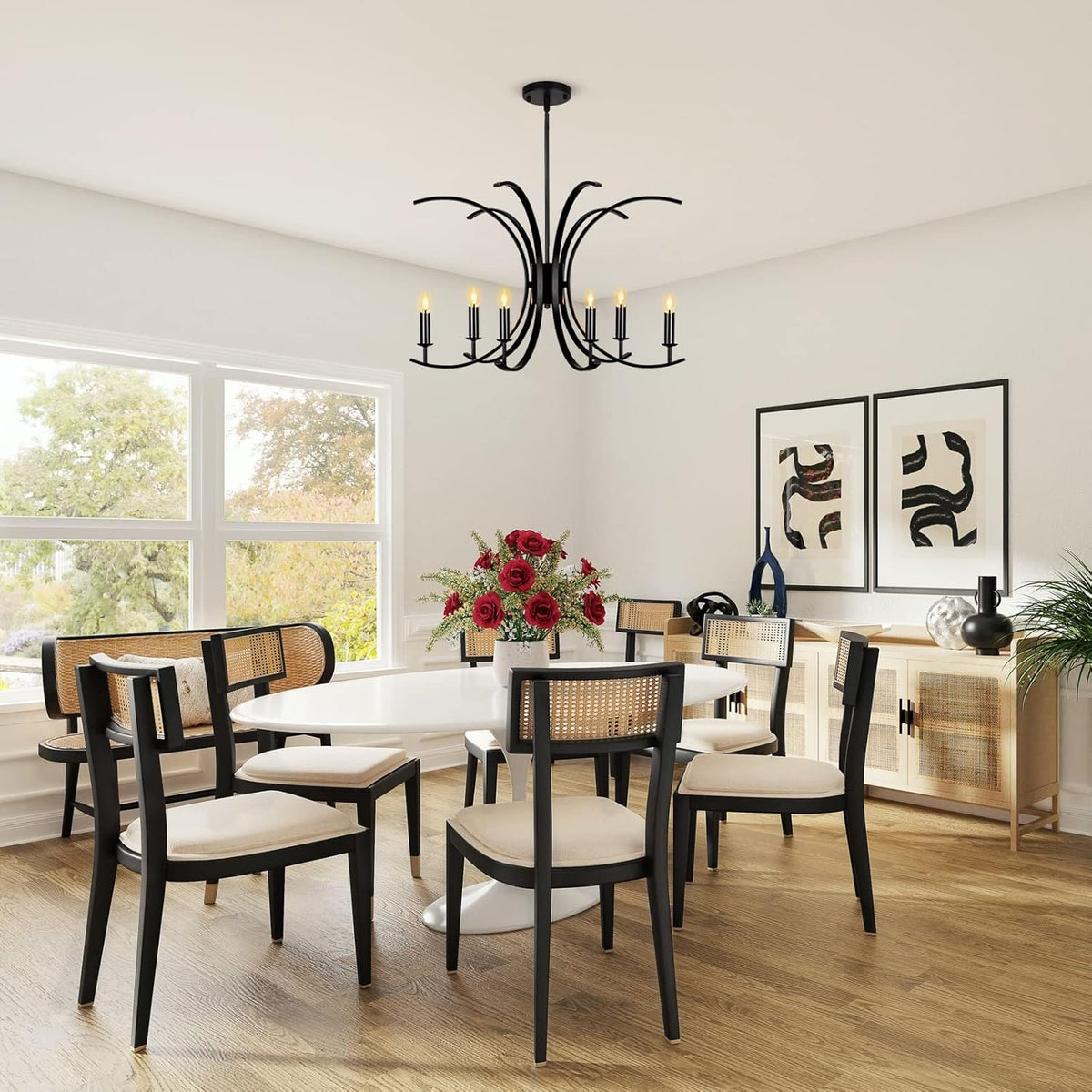Black 6-Light Metal Chandelier B165906