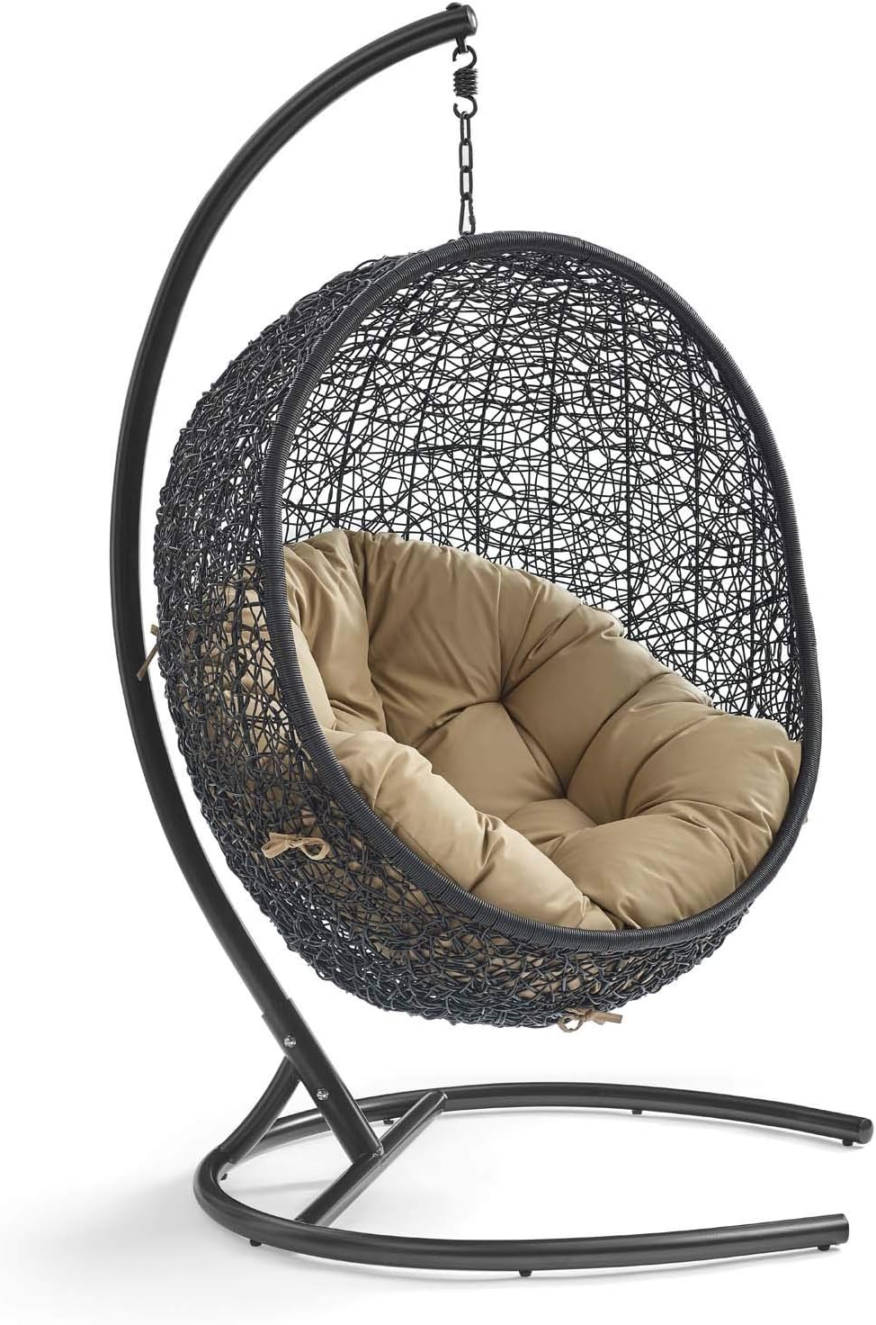 Beige Wicker Rattan Swing Chair with Stand X726437