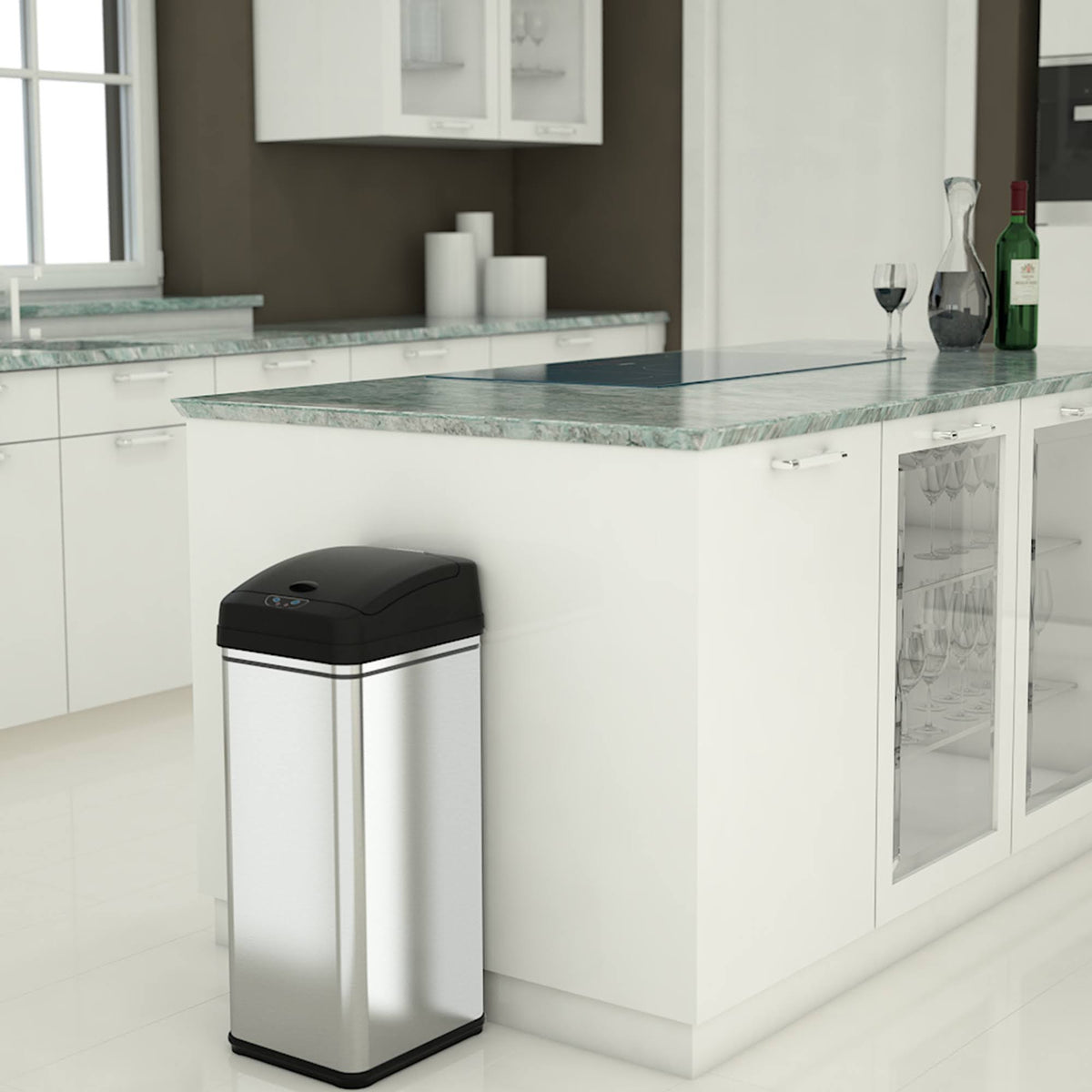 13 Gallon and 2.5 Gallon Stainless Steel Sensor Trash Cans Set of 2 M149958