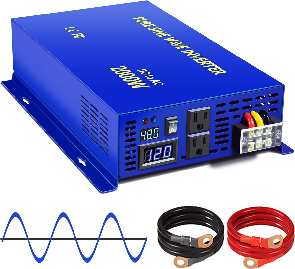 2000 Watt Pure Sine Wave Inverter 24V DC to AC 120V T252454