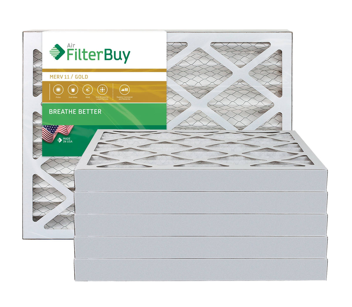 MERV 11 Pleated AC Furnace Air Filter, Pack of 6 E65970