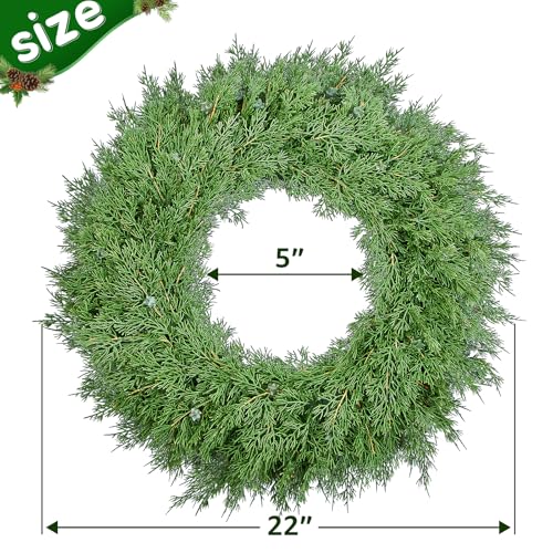 22 Inch Artificial Cedar Wreath L12644