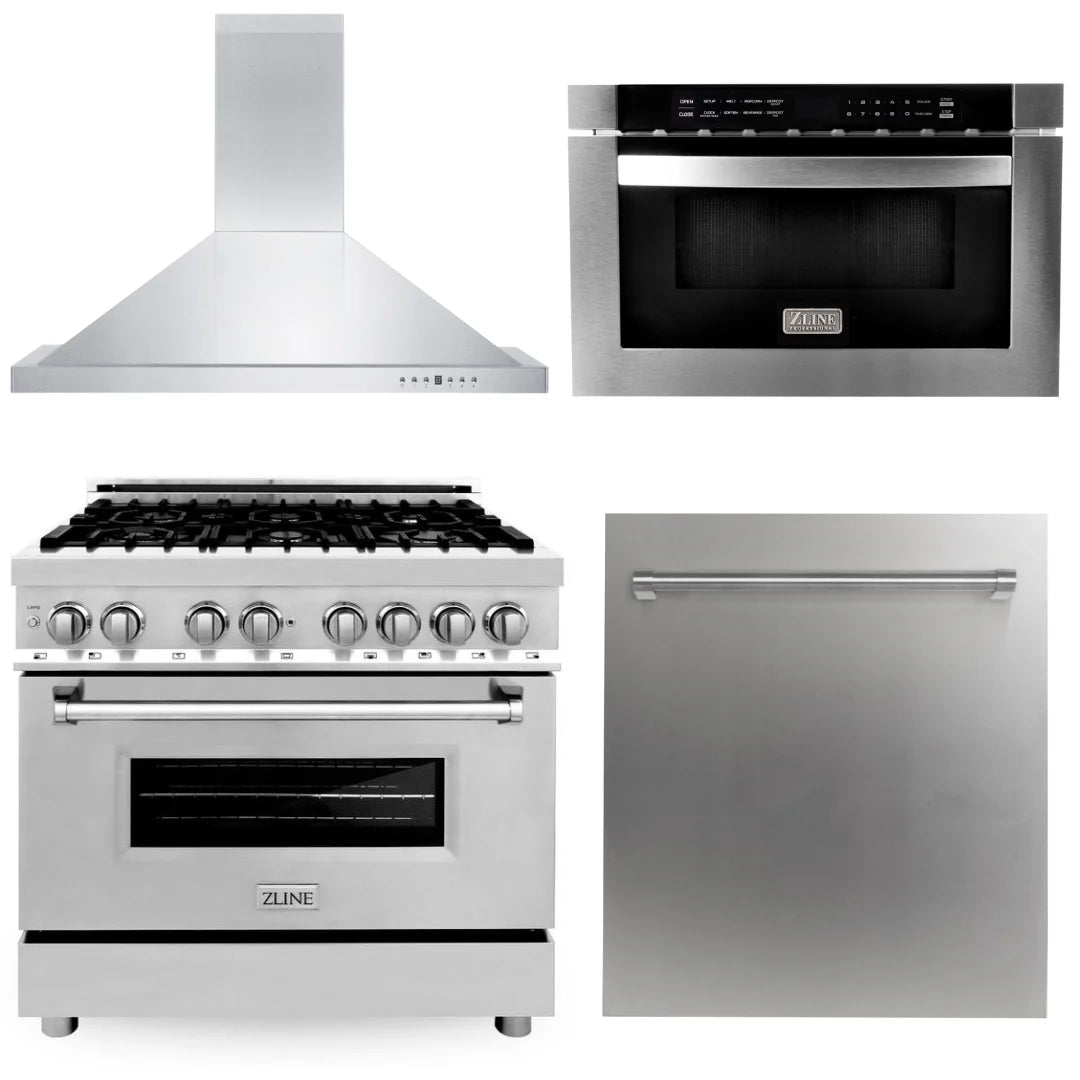 36 Range, Range Hood, Microwave, Dishwasher A108802
