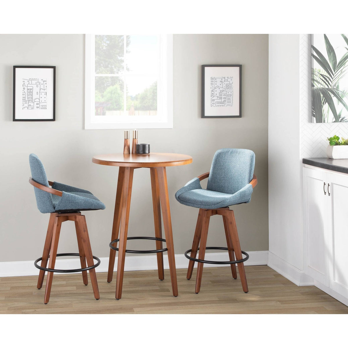 Blue Noise Fabric Counter Stool N91249