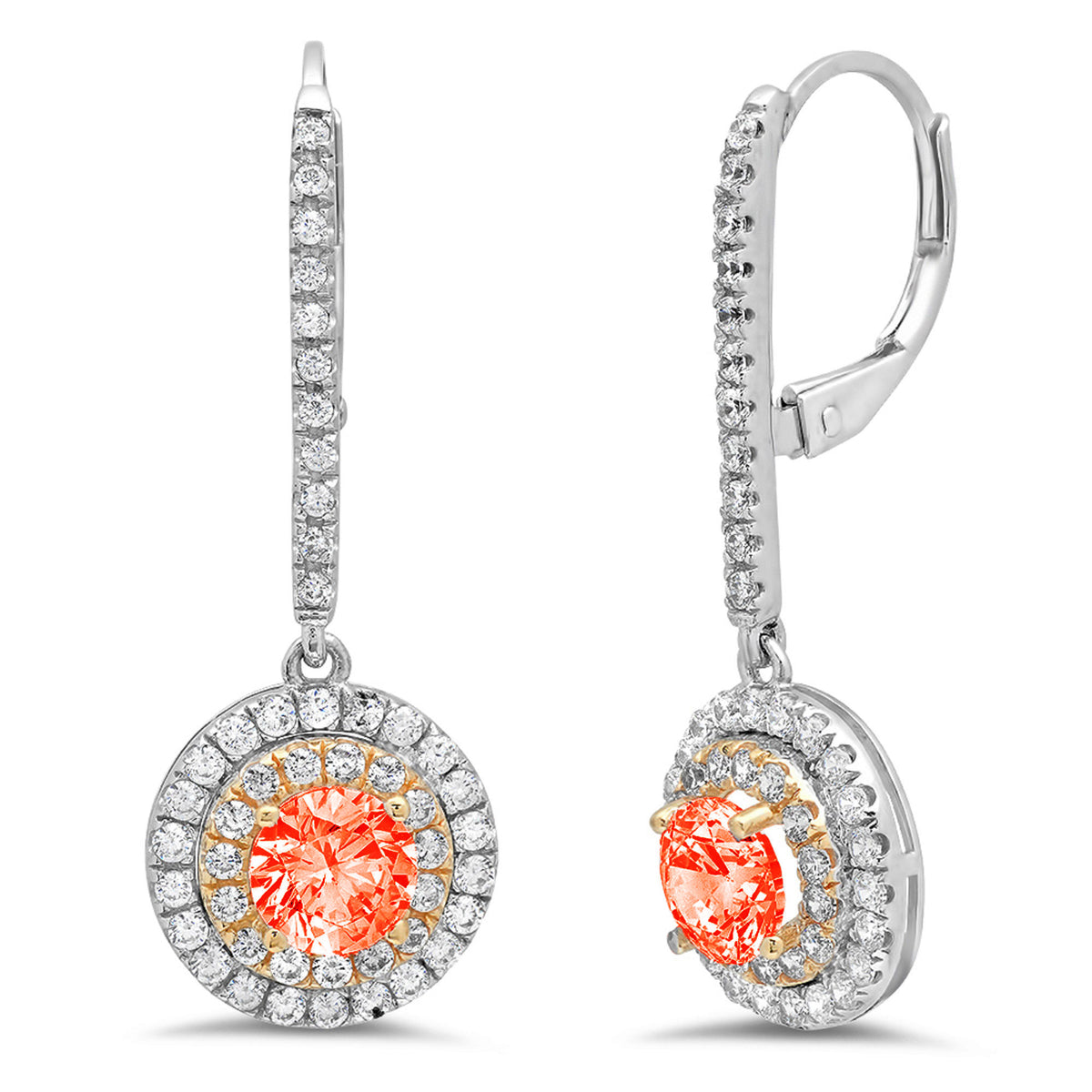18K White Pink Rose Gold Red Simulated Diamond Earrings S600