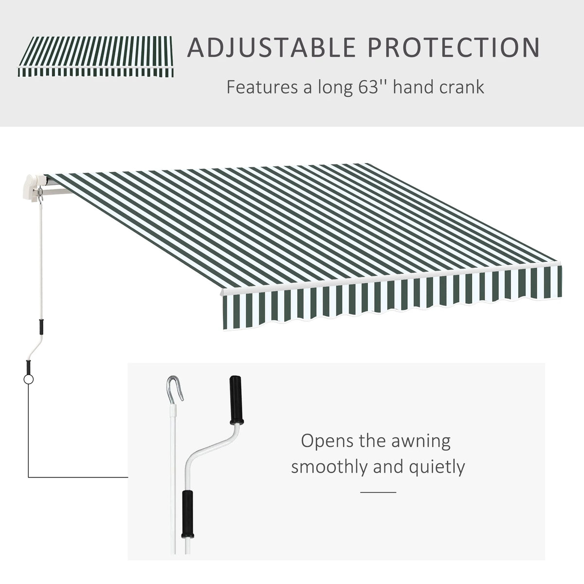 Green White Retractable Patio Awning T893
