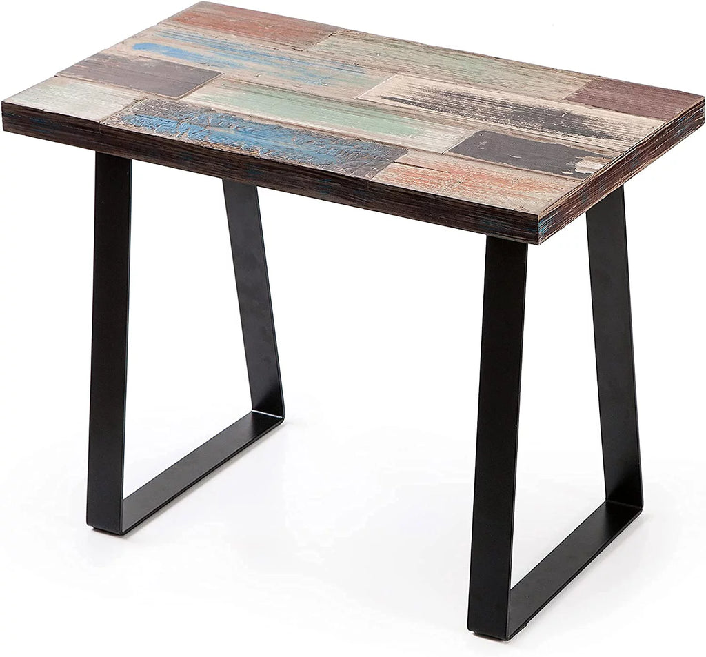 Reclaimed Wood End Table with Iron Legs A184101