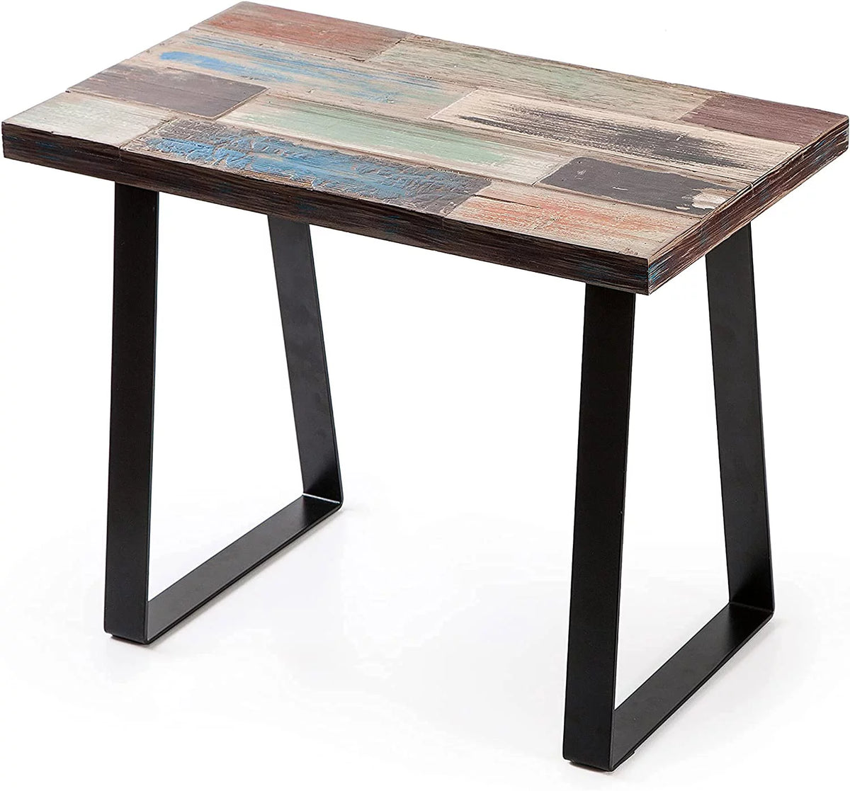 Reclaimed Wood End Table with Iron Legs A184101