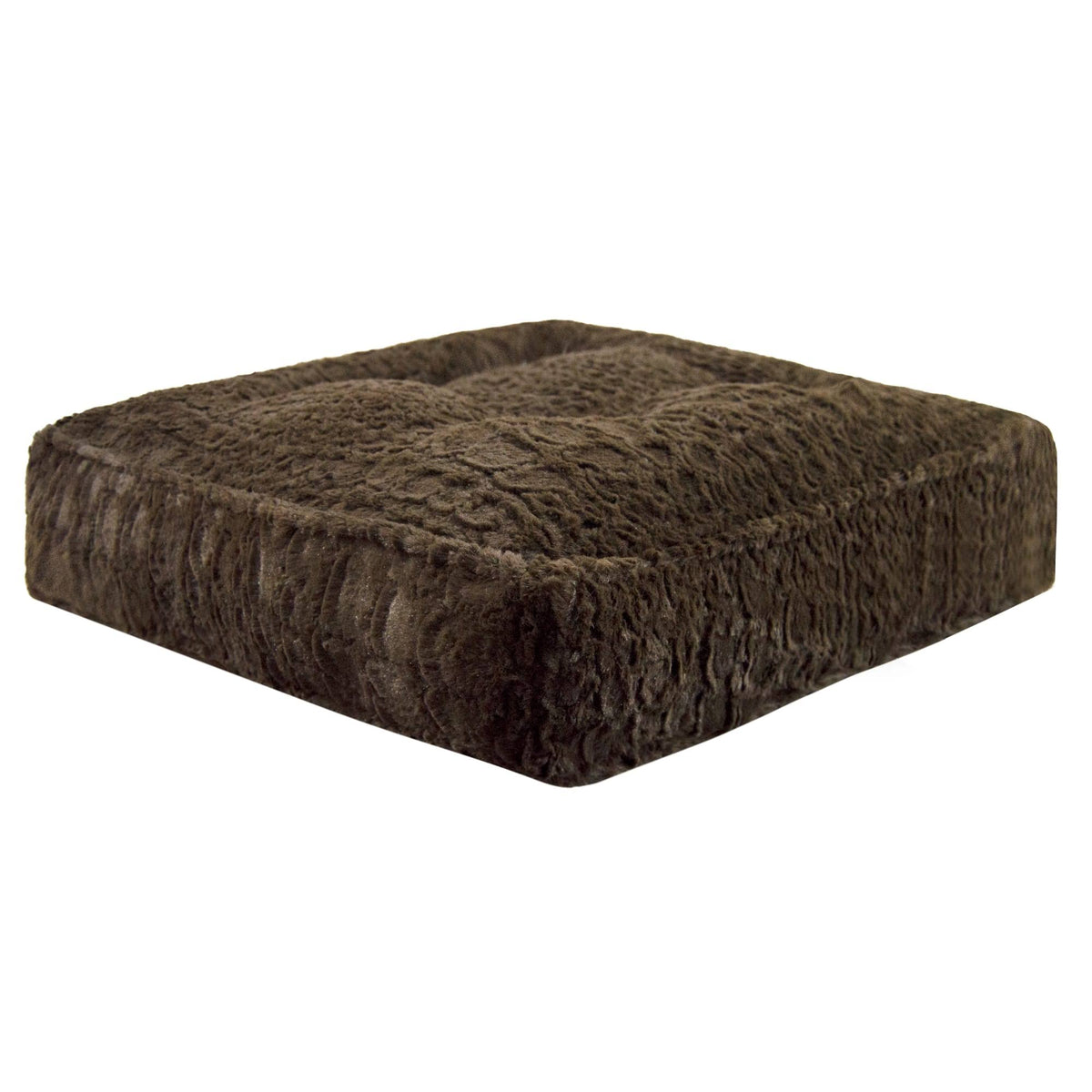 Faux Fur Rectangle Dog and Cat Bed, Serenity Brown, Medium X7794