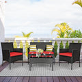 4 Pcs Cushioned Patio Rattan Furniture Set D400