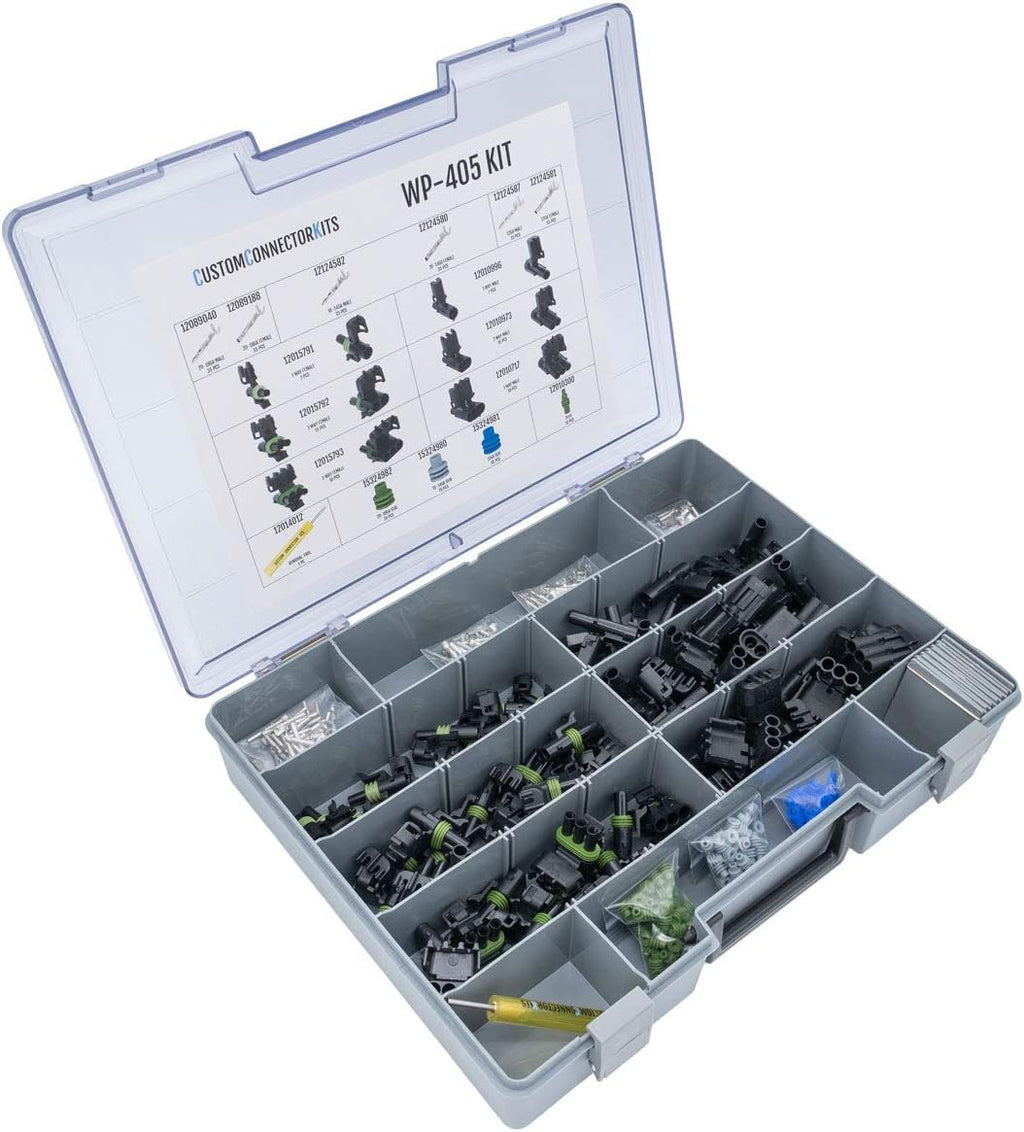 405 Piece Sealed Weatherproof Automotive Electrical Connector Kit with Crimp Tool D8227