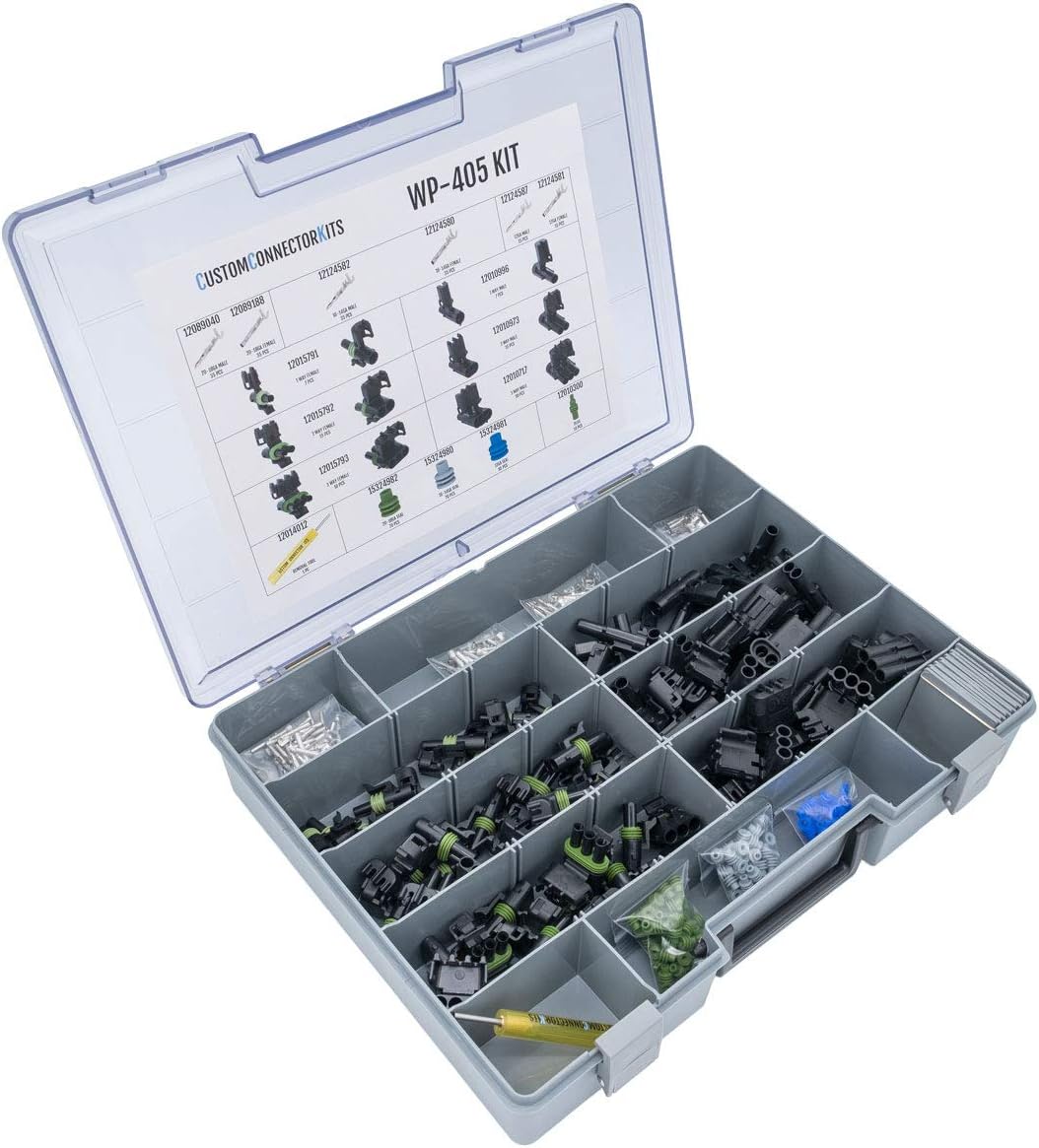405 Piece Sealed Weatherproof Automotive Electrical Connector Kit with Crimp Tool D8227