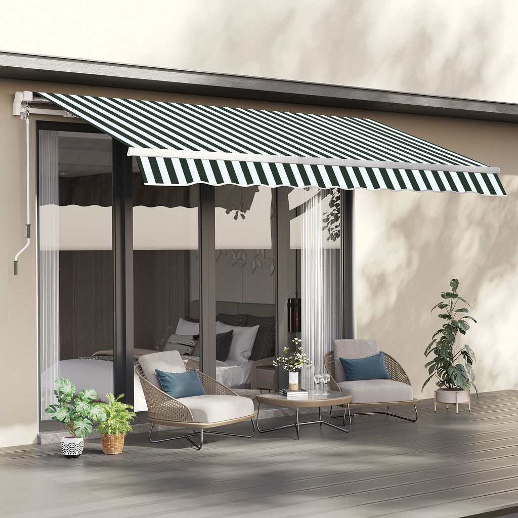 Green White Retractable Patio Awning T893