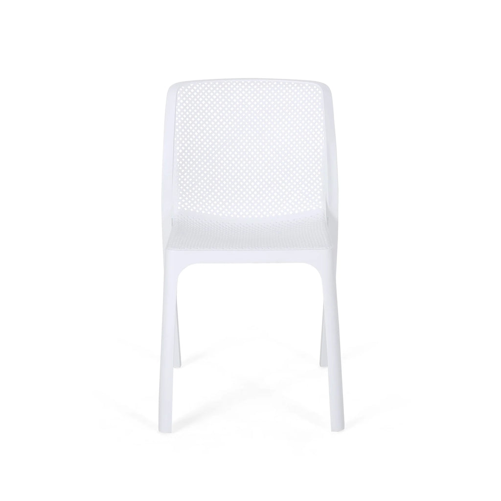 White Plastic Stacking Dining Chairs, Set of 2 K500