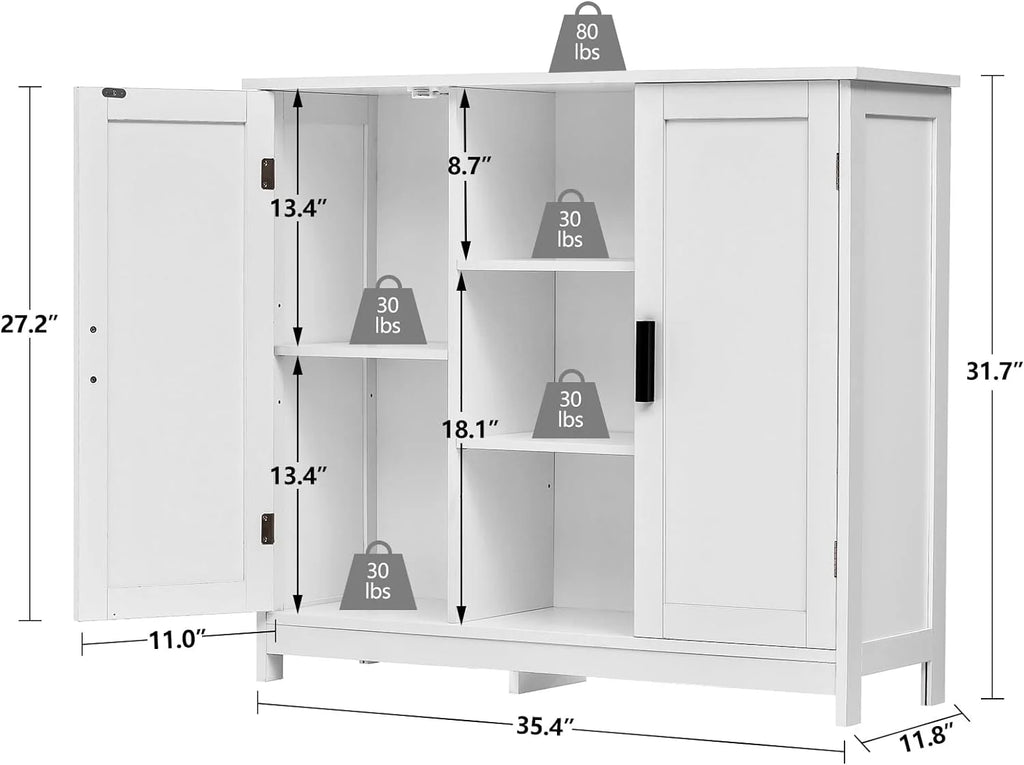 White 2 Door 4 Shelf Storage Cabinet H4670