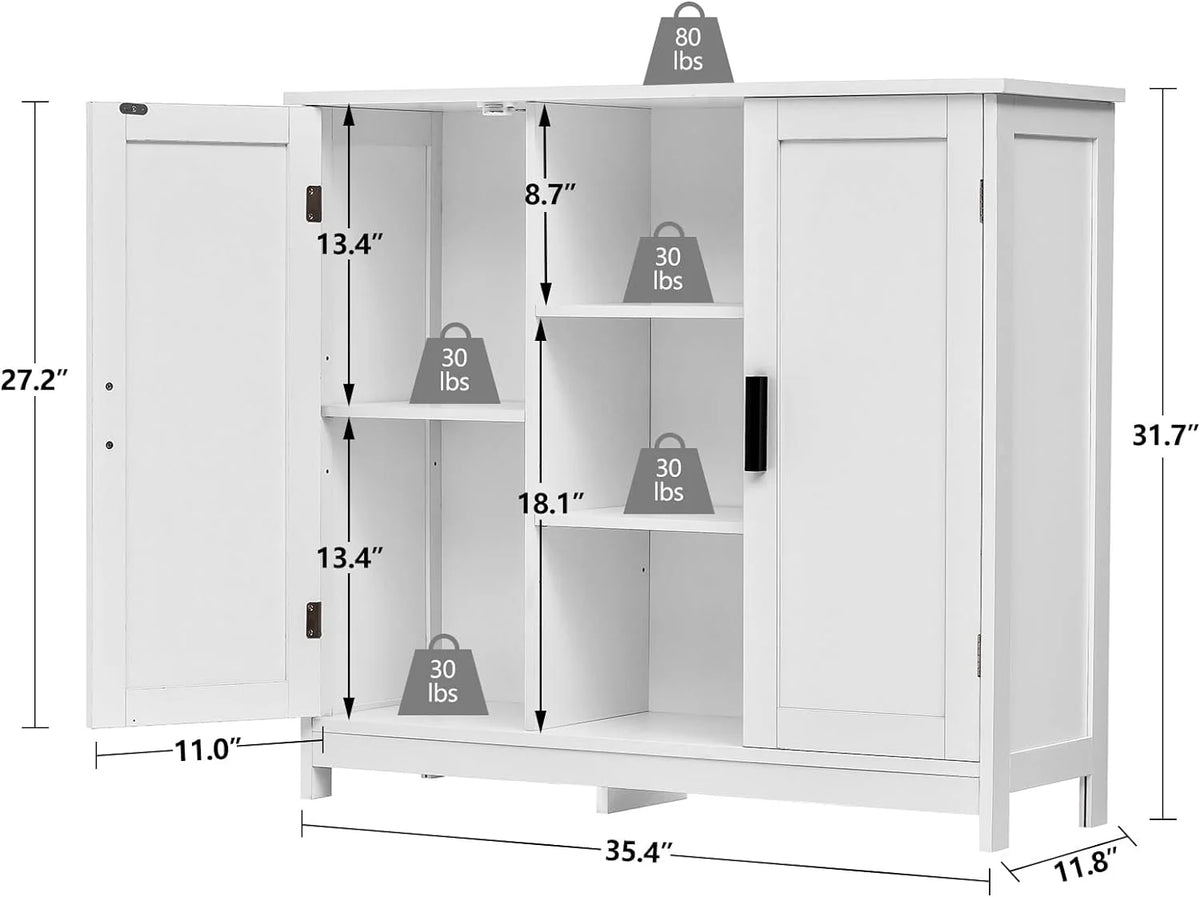 White 2 Door 4 Shelf Storage Cabinet H4670