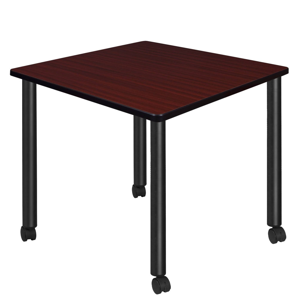 Mahogany Black Square Mobile Breakroom Table P562211