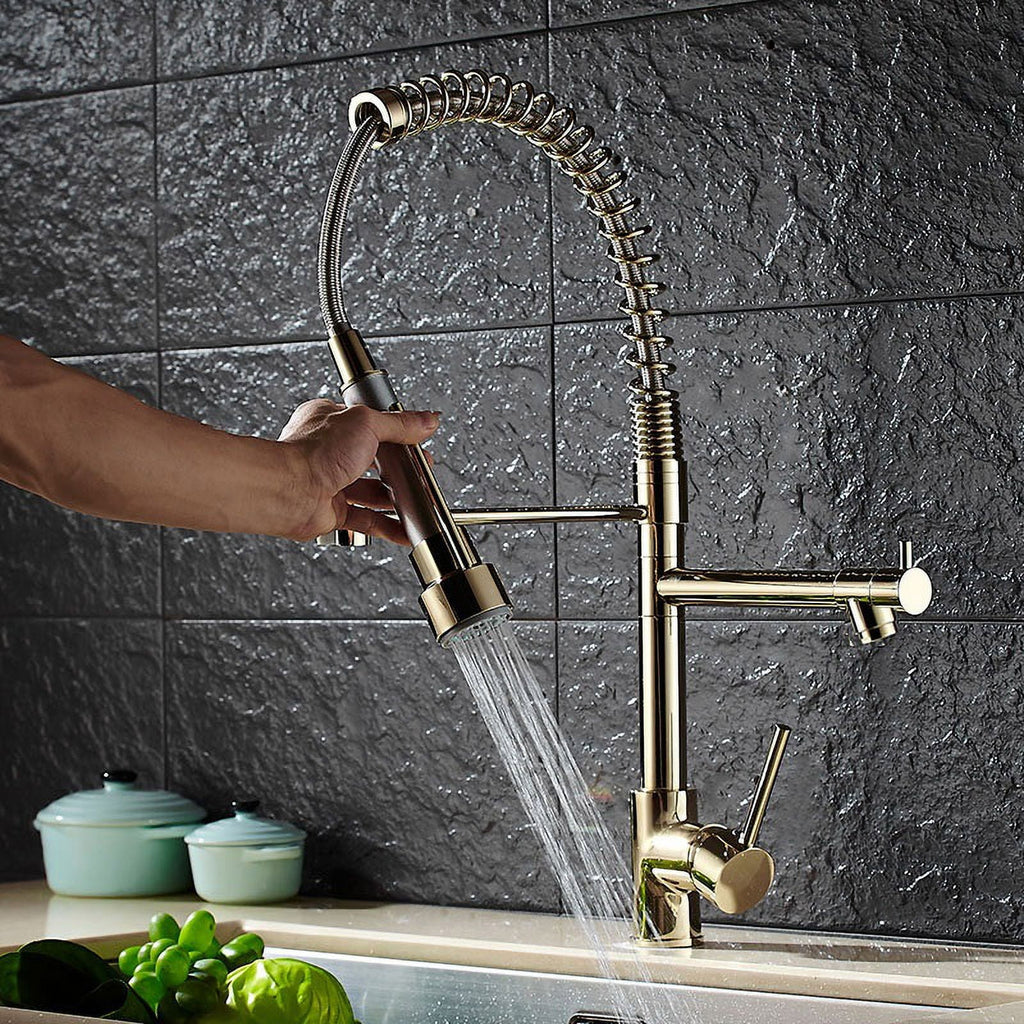 Pull Out Sprayer Kitchen Faucet Solid Brass H5468