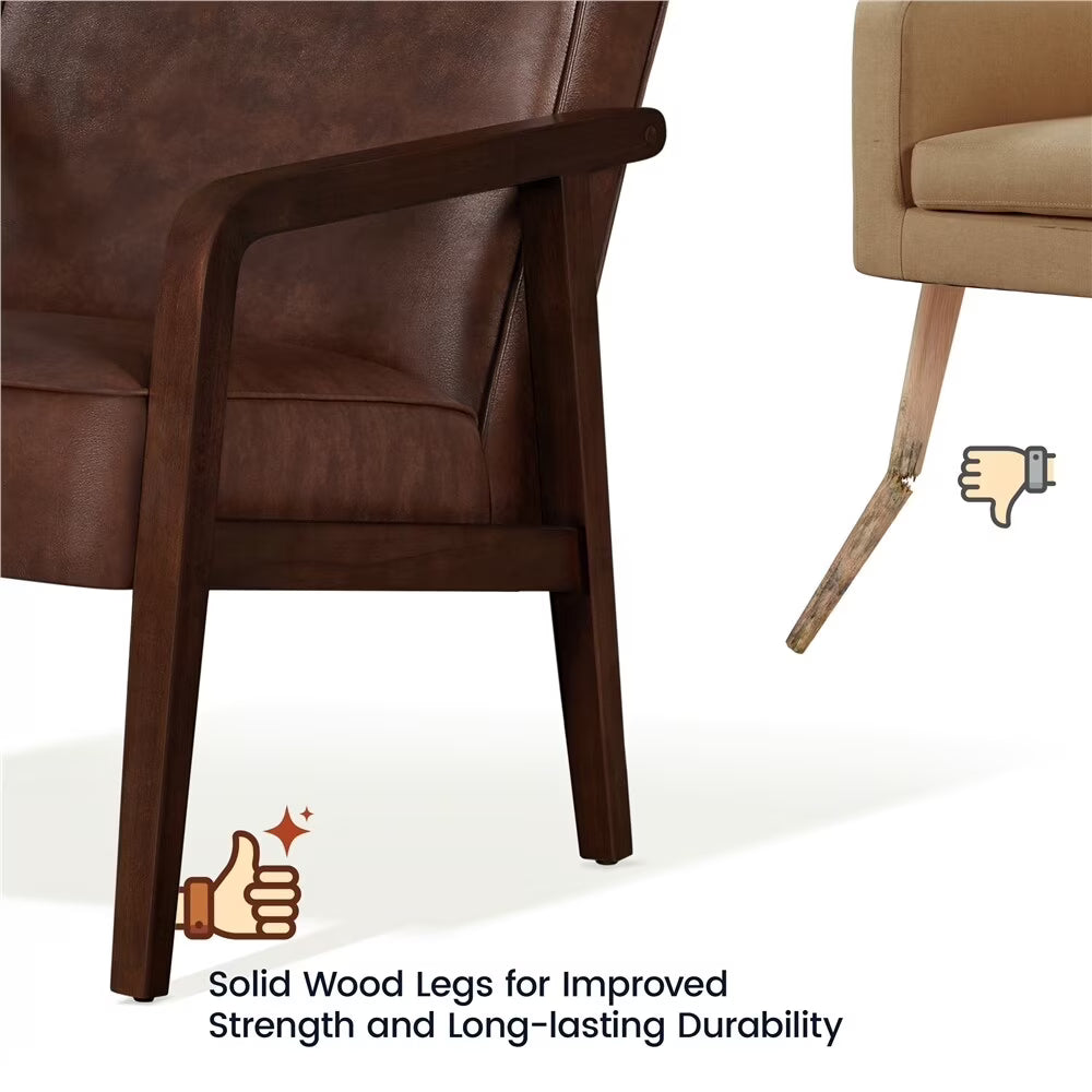 Dark Brown Faux Leather Accent Chair R722