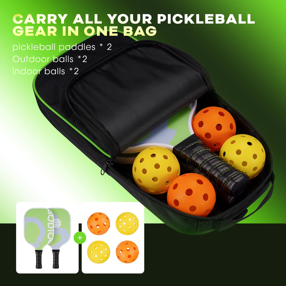 Pickleball Paddle Set with 4 Pickleball Carry Bag Fiberglass N929988