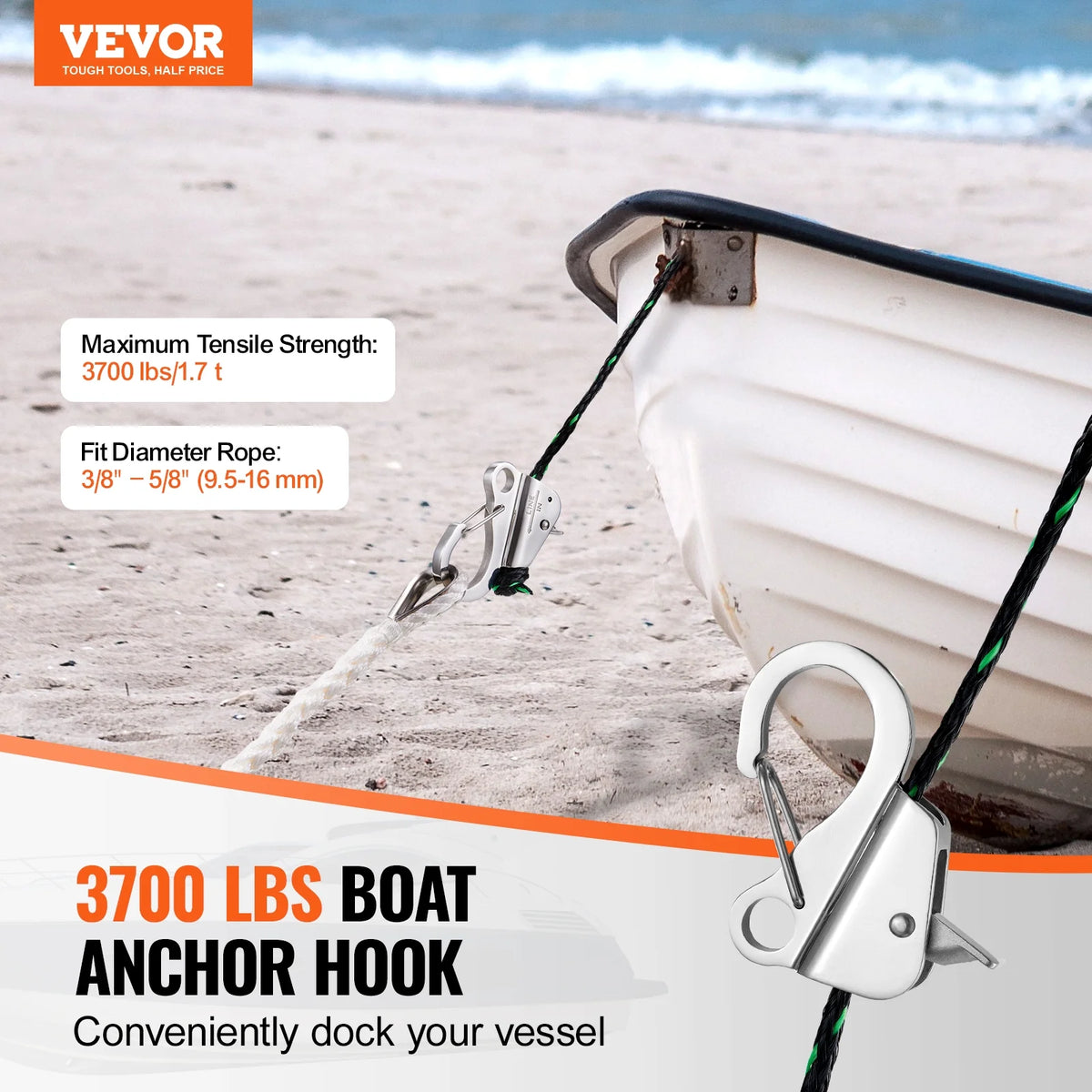 Boat Anchor Hook Knotless Anchor System Stainless Steel with Quick Release F980