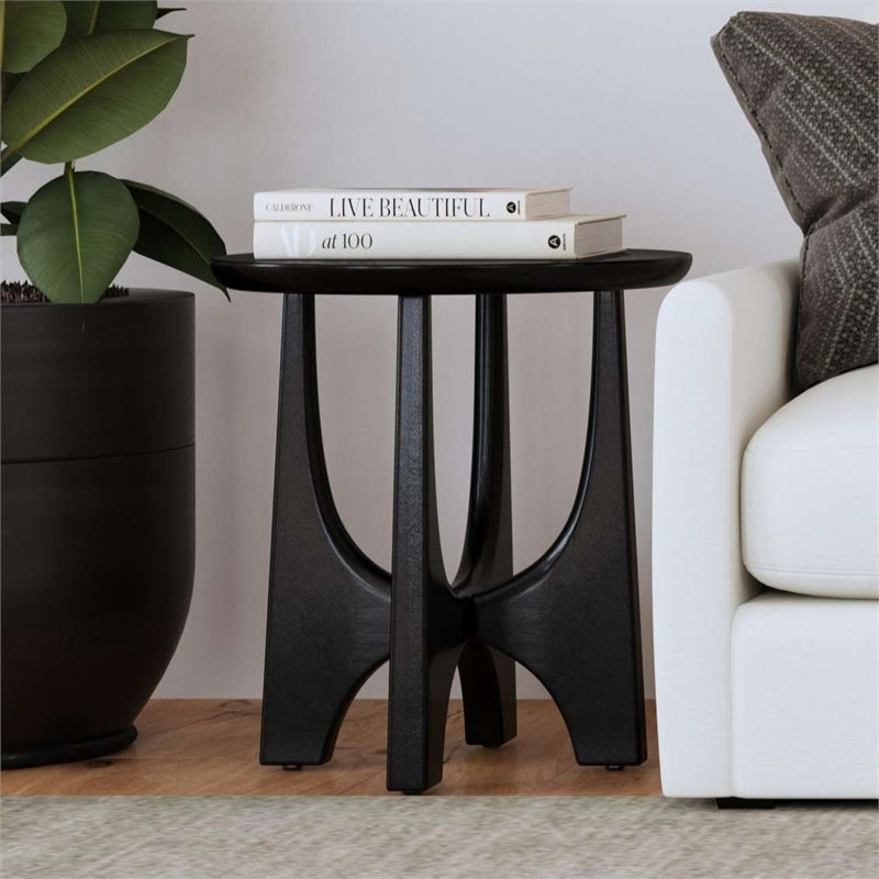 Black Wood Round End Table H38072