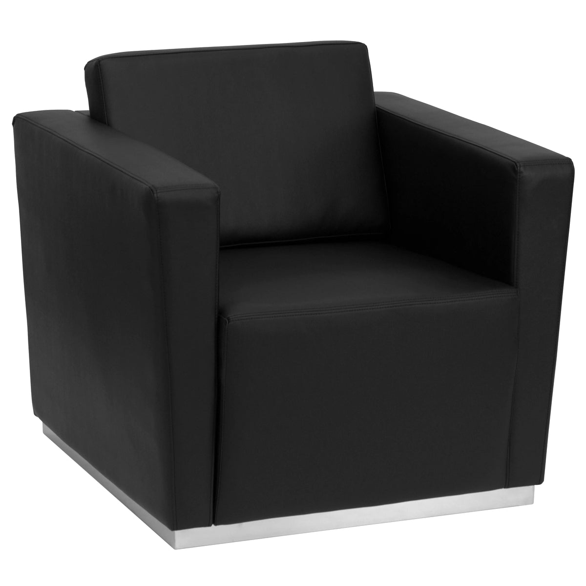 Black LeatherSoft Chair with Stainless Steel Base T34498