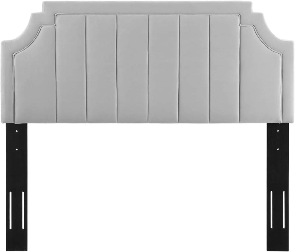 Light Gray Channel Tufted Performance Velvet Headboard G6521