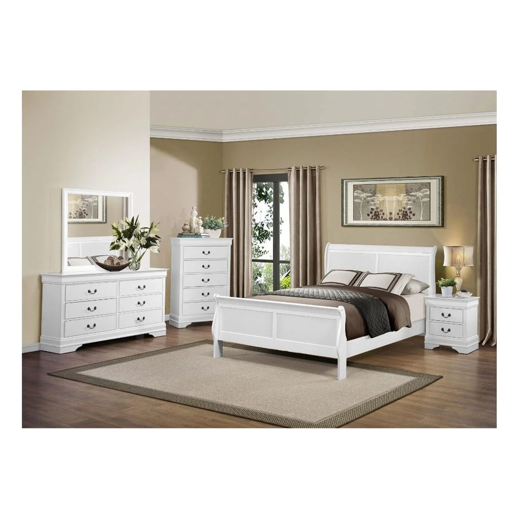White Six Drawer Solid Wood Dresser C6612