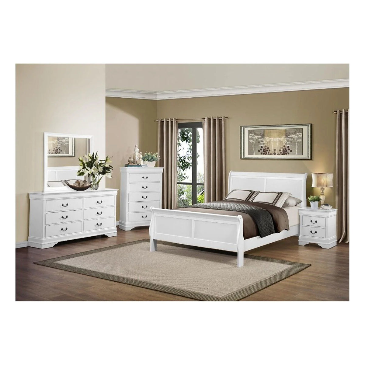 White Six Drawer Solid Wood Dresser C6612