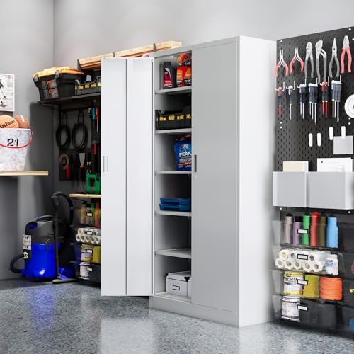 Black Metal Storage Cabinet with 5 Adjustable Shelves Z954
