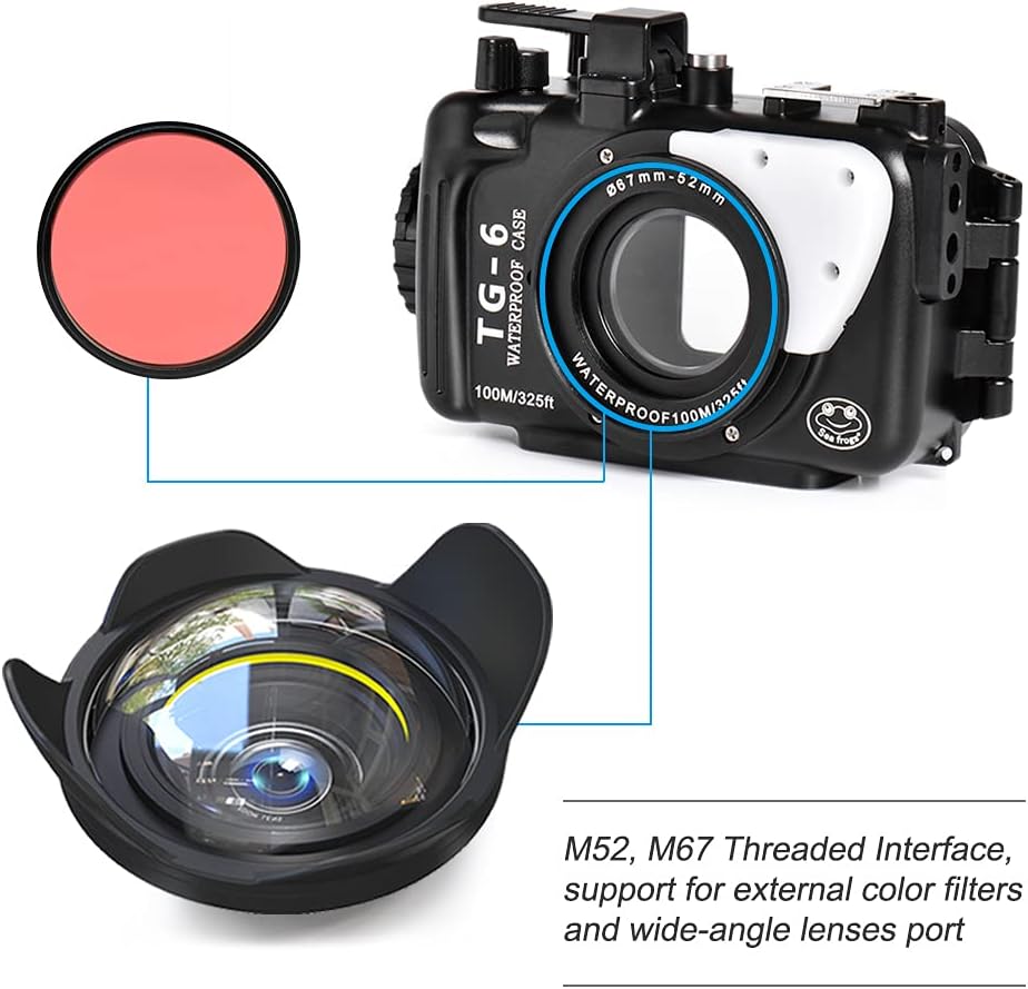 Black Aluminum Underwater Housing for Olympus TG-6 H987