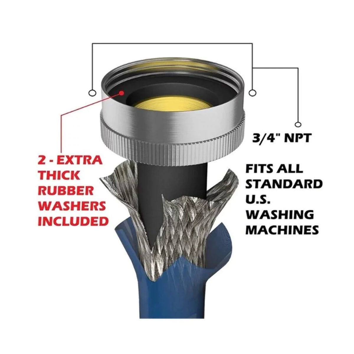 Stainless Steel Braided Washing Machine Water Supply Line Hoses 6 ft 2 pack K6336