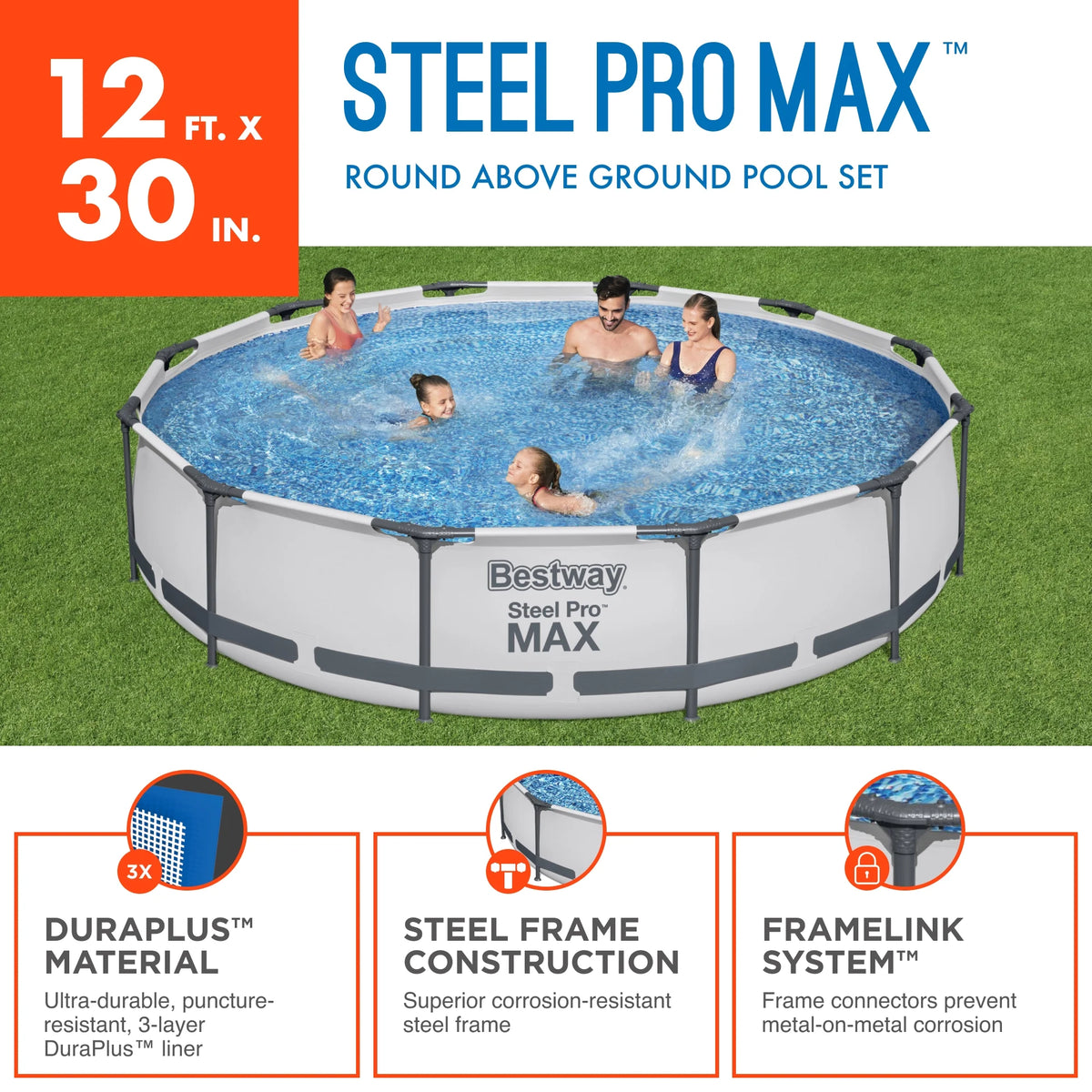 Steel Pro Max Swimming Pool Set with Filter Pump H530512