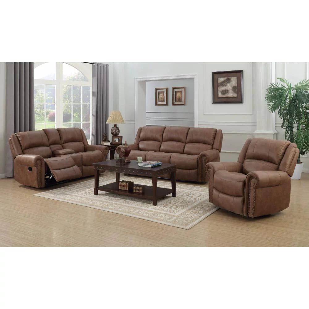 Weathered Brown Reclining Loveseat with Storage and Cupholders R269144