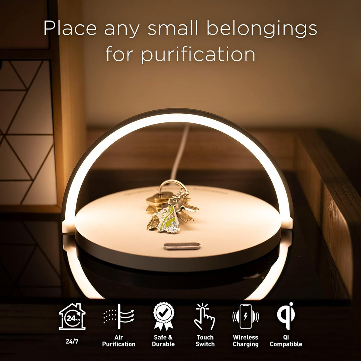 TiO2 Multifunctional Desk Lamp with Wireless Charger, Modern LED Lamp V626589