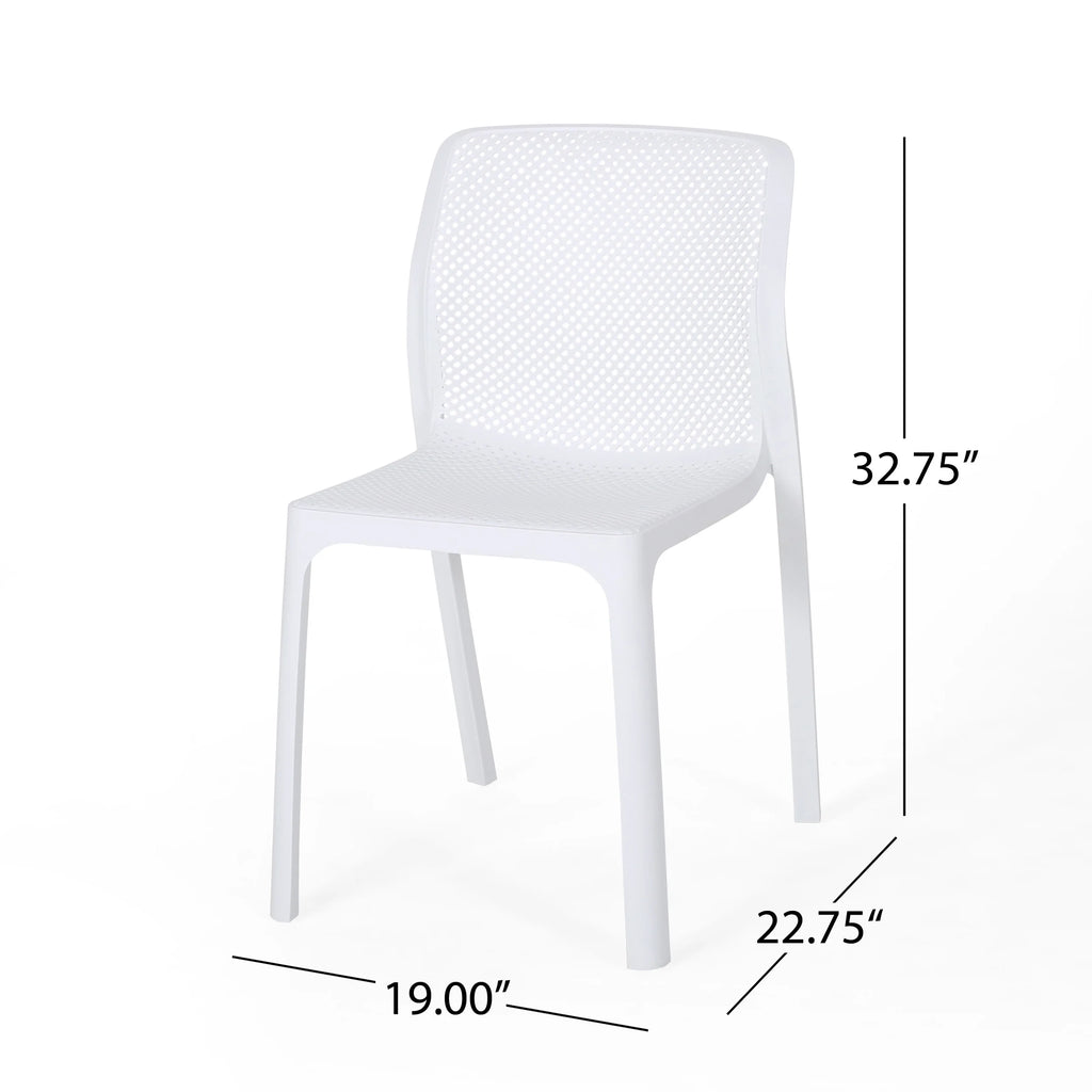 White Plastic Stacking Dining Chairs, Set of 2 K500