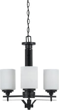 3 Light Hand Forged Iron Chandelier with Glass Shades K593056